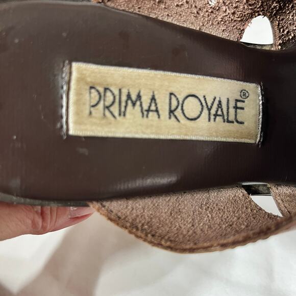 VTG 90s Y2K Prima Royale Heeled Sandals Brown Leather Open Toe Casual Boho 7M - Picture 6 of 8